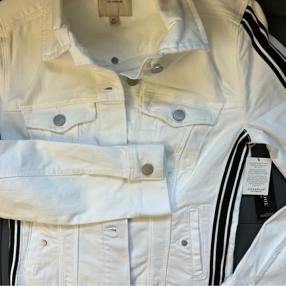 Liverpool Women's “Jackie Jacket” White with Black Stripe , Size XS - Picture 13 of 13